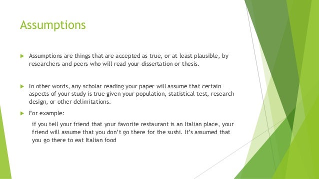 thesis assumptions of the study